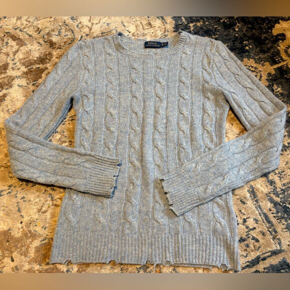 Polo Ralph Lauren Sweaters - Polo Ralph Lauren Julianna Wool Cashmere Distressed Cable Knit Sweater XS